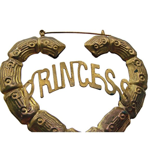 Chunky Princess Earrings Bamboo Thick Heart Shaped Hoop Dangle Fashion 2.5x3" - Picture 10 of 10